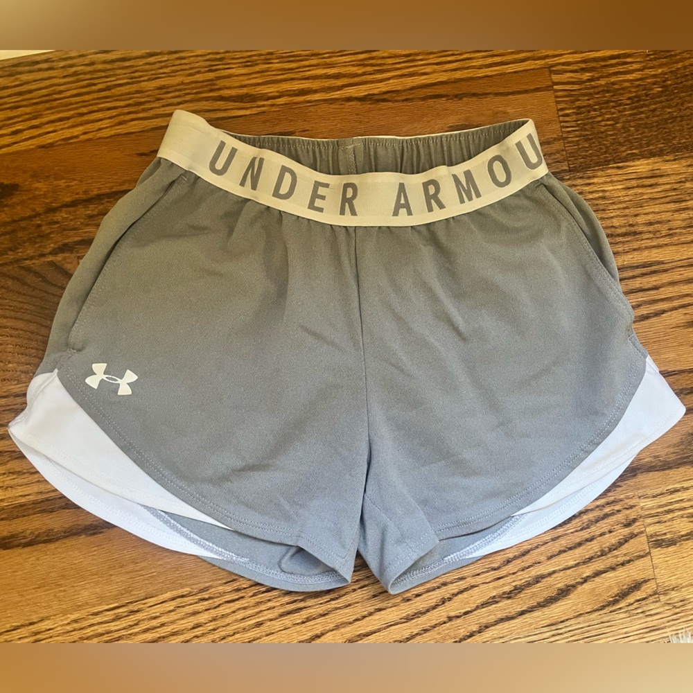 Under Armour Gray and White Women's Athletic Shorts